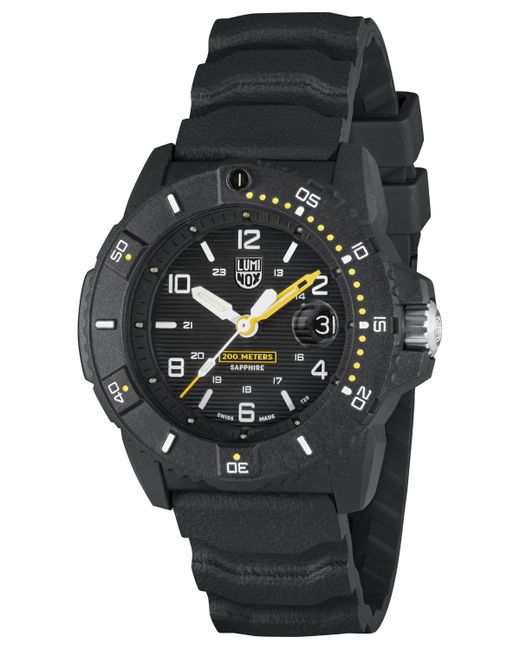 Luminox Swiss Navy Seal Magnifying Glass Dive Black Rubber Strap Watch 45mm