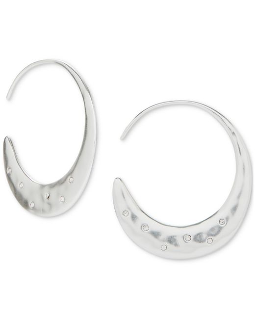 Lucky Brand Tone Medium Pave Threader Hoop Earrings 1.25