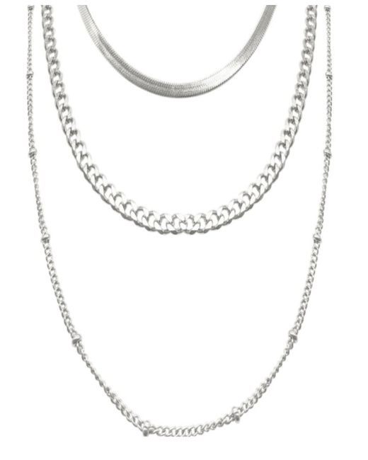 Adornia 18-21 Adjustable Plated Triple Layered Chain Necklace