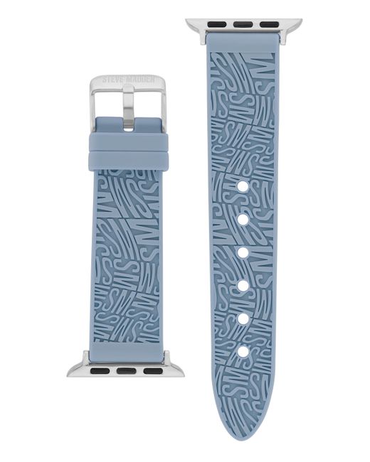 Steve Madden Silicone Debossed Swirl Logo Band Compatible with 38/40/41mm Apple Watch Silver-Tone