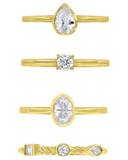 Macy's 4-Pc. Set Cubic Zirconia Mixed-Cut Bezel Claw Stack Rings