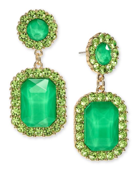 On 34th Gold-Tone Stone Double Drop Earrings Created for