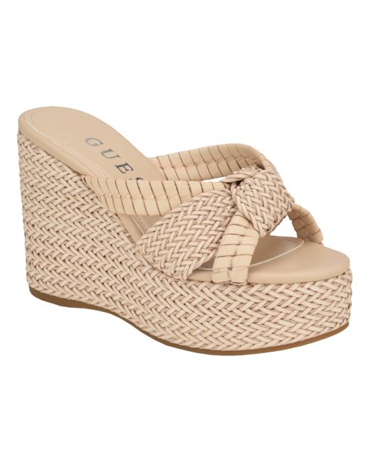 Guess Eveh Knotted Jute Wrapped Platform Wedge Sandals