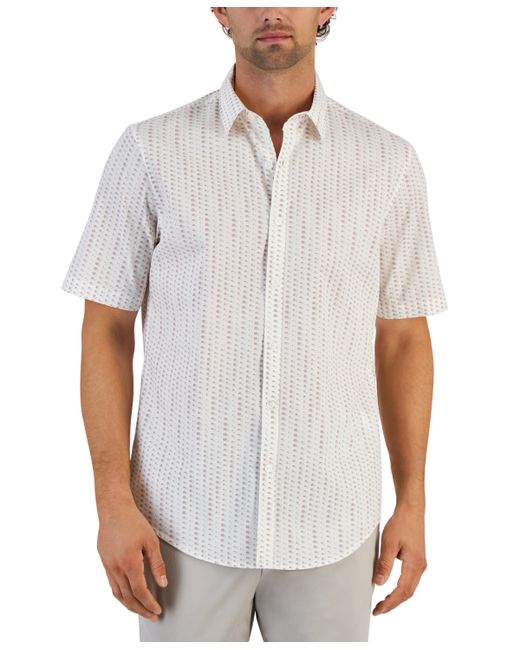 Alfani Geometric Stretch Button-Up Short-Sleeve Shirt Created for