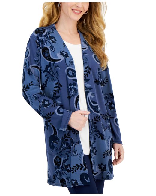 Jm Collection Printed Open Front Cardigan Created for