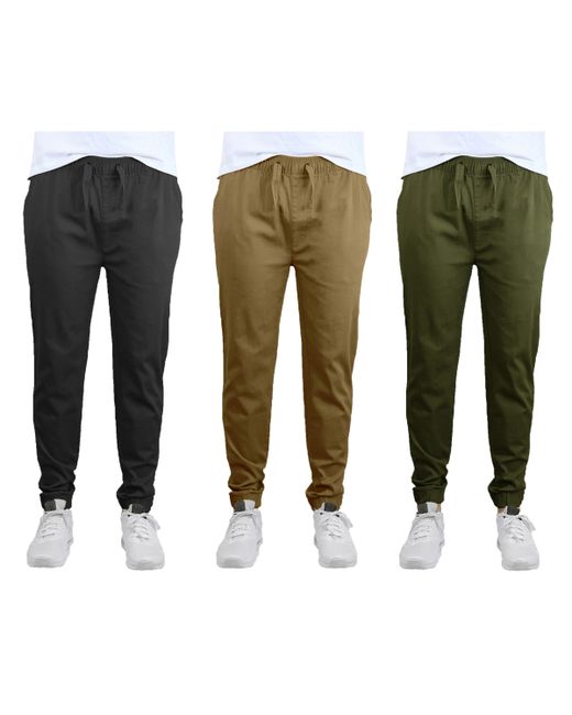 Galaxy By Harvic Slim Fit Basic Stretch Twill Joggers Pack of 3 Timber and Olive