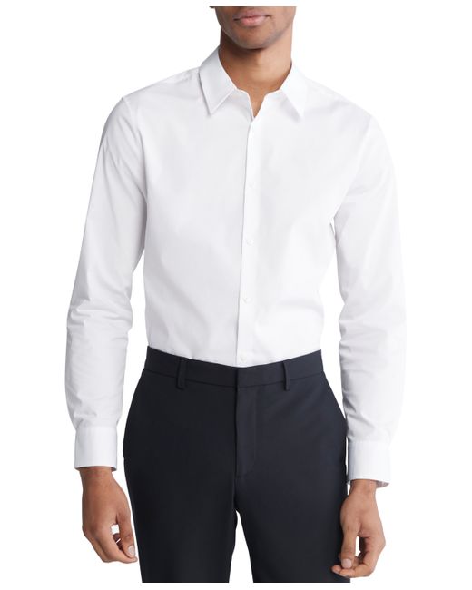 Calvin Klein Slim Fit Long Sleeve Solid Button-Front Shirt