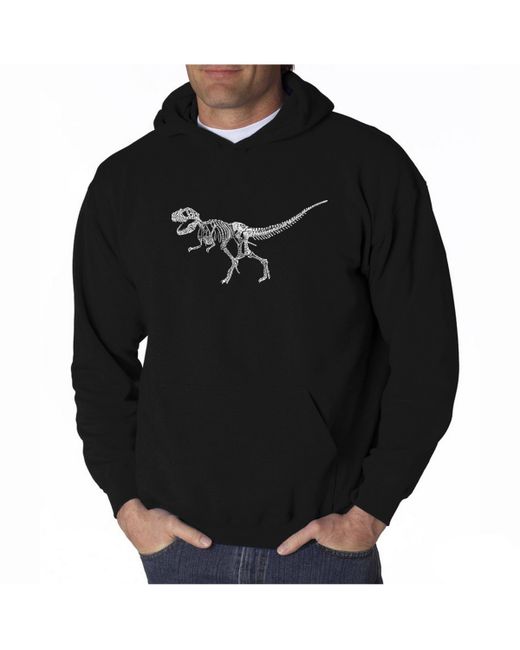 La Pop Art Word Art Hooded Sweatshirt Dinosaur T-Rex Skeleton
