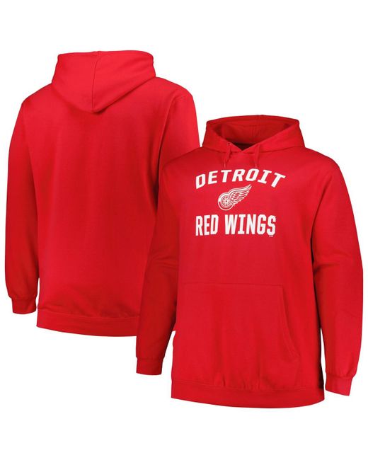 Profile Detroit Wings Big and Tall Arch Over Logo Pullover Hoodie