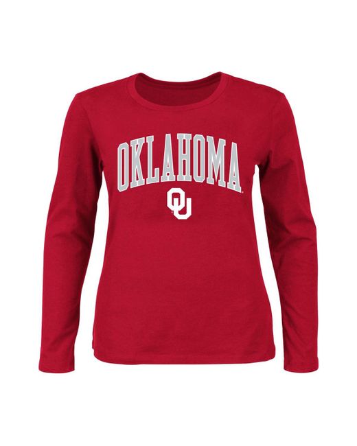 Profile Oklahoma Sooners Plus Arch Over Logo Scoop Neck Long Sleeve T-shirt
