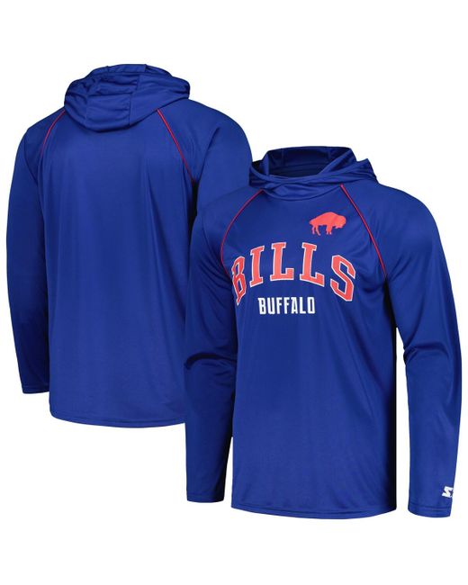 Starter Distressed Buffalo Bills Gridiron Classics Throwback Raglan Long Sleeve Hooded T-shirt