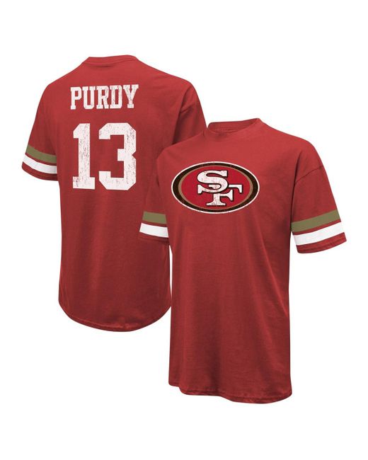 Majestic Threads Brock Purdy Distressed San Francisco 49ers Name and Number Oversize Fit T-shirt