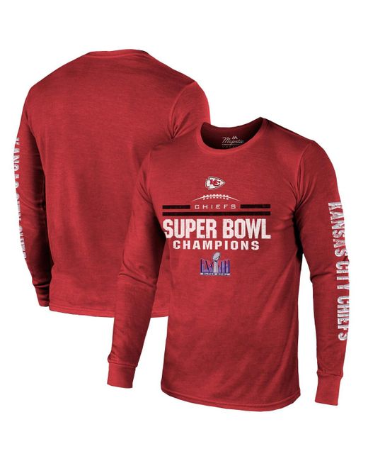 Majestic Kansas City Chiefs Super Bowl Lviii Champions Tri-Blend Long Sleeve Hit T-shirt