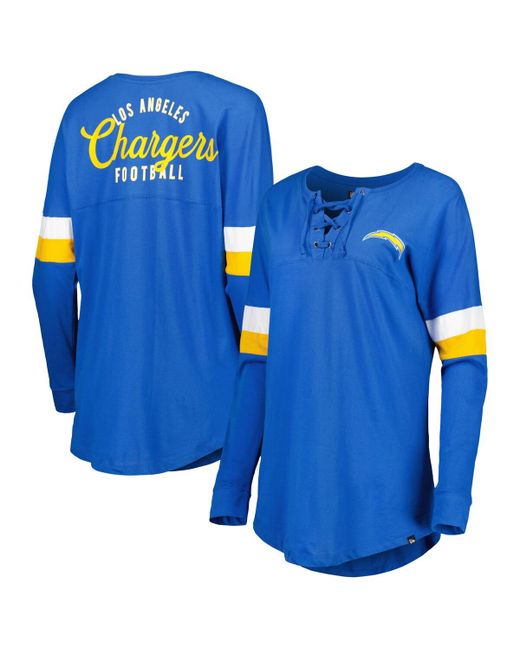 New Era Los Angeles Chargers Athletic Varsity Lace-Up Long Sleeve T-shirt