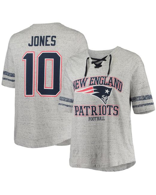 Profile Mac Jones New England Patriots Plus Lace-Up V-Neck T-shirt