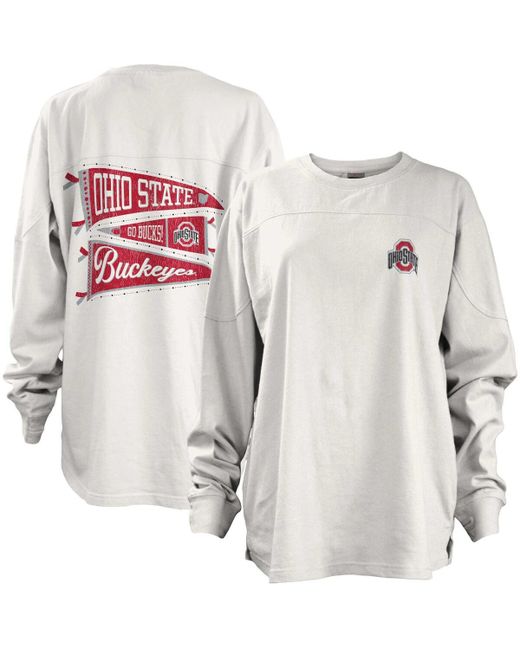 Pressbox Ohio State Buckeyes Pennant Stack Oversized Long Sleeve T-shirt
