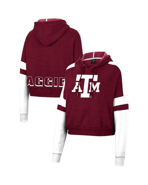 Colosseum Texas AM Aggies Throwback Stripe Arch Logo Cropped Pullover Hoodie