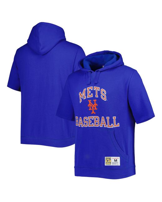 Mitchell & Ness New York Mets Cooperstown Collection Washed Fleece Pullover Short Sleeve Hoodie