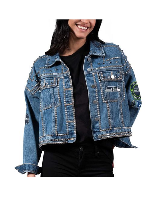 G-iii 4her By Carl Banks Seattle Seahawks First Finish Medium Denim Full-Button Jacket