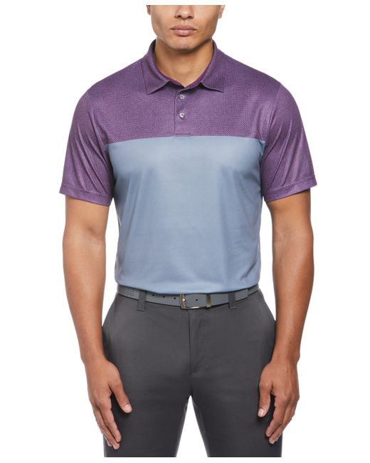 PGA Tour Airflux Birdseye Block Print Short-Sleeve Golf Polo Shirt