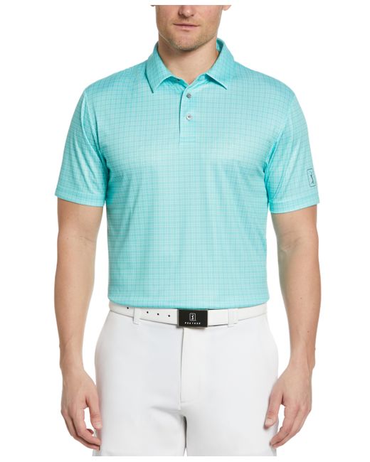PGA Tour Check Print Short-Sleeve Golf Polo Shirt