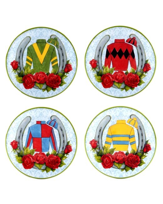 Certified International Derby Day the Races Set of 4 Canape Plates