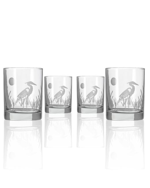 Rolf Glass Heron Double Old Fashioned 14Oz Set Of 4 Glasses