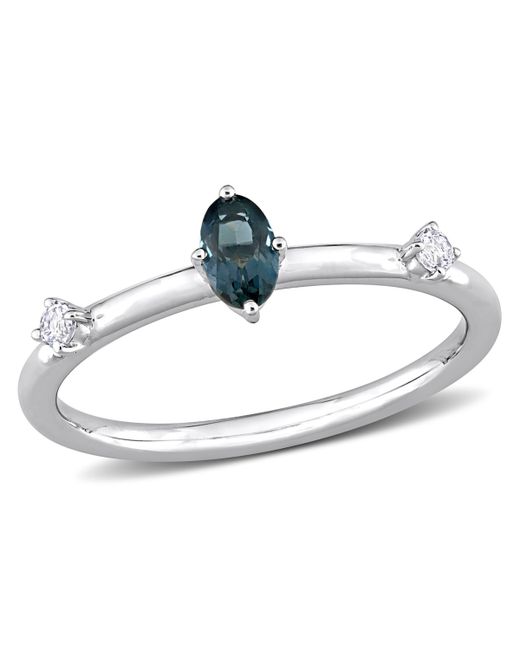 Macy's 10K White Gold and Topaz Oval Stackable Ring