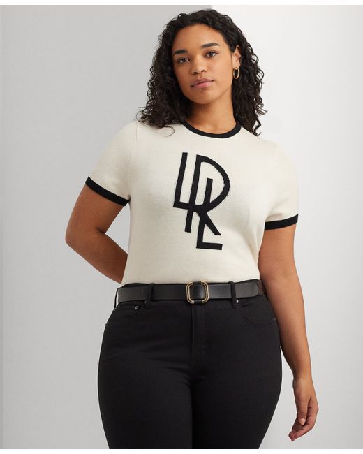Lauren Ralph Lauren Plus Short-Sleeve Logo Sweater Black