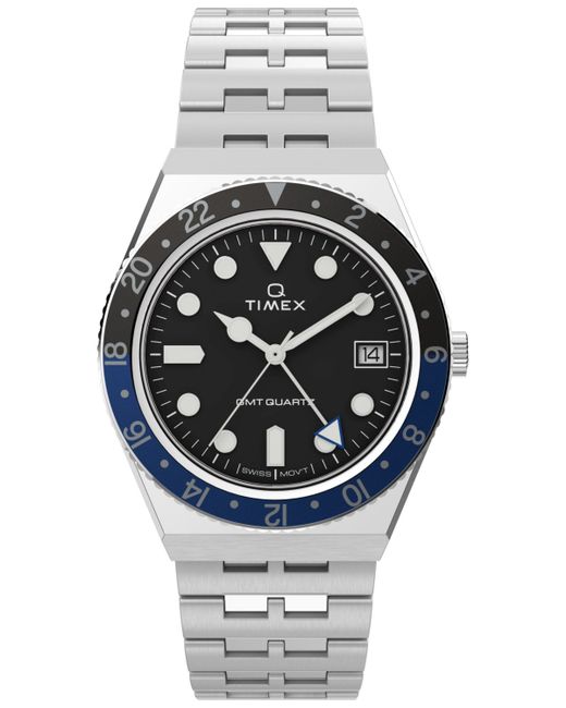 Timex Q Gmt Stainless Steel Bracelet Watch 38mm
