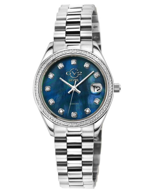 Gv2 By Gevril Naples Swiss Quartz Diamond Tone Stainless Steel Bracelet Watch