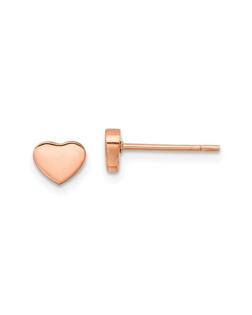 Chisel Polished Rose Ip-plated Heart Earrings
