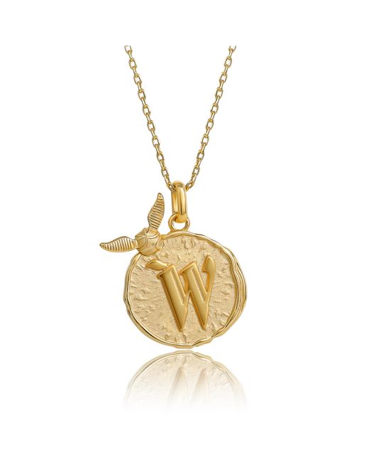 Harry Potter Wizarding World Snitch Initial Gold Plated Pendant Necklace 18