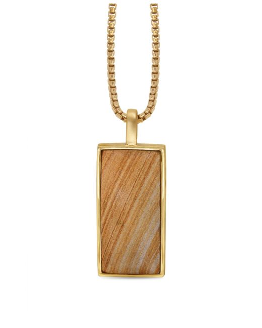 LuvMyJewelry Wood Jasper Gemstone Gold Plated Sterling Silver Tag With Chain