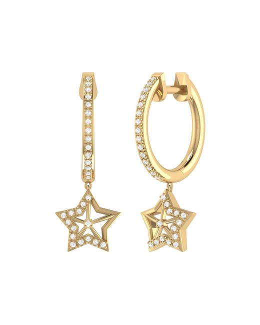LuvMyJewelry Lucky Star Design Sterling Silver Diamond Hoop Earring