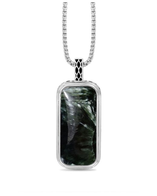 LuvMyJewelry Seraphinite Gemstone Sterling Silver Tag Black Rhodium Plated with Chain