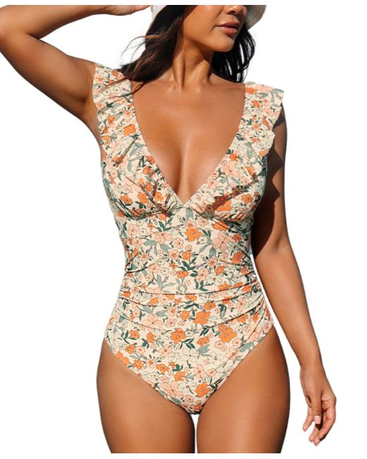Cupshe Ruffled Lace Up One Piece Swimsuit