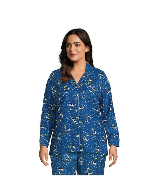 Lands' End Plus Long Sleeve Print Flannel Pajama Top