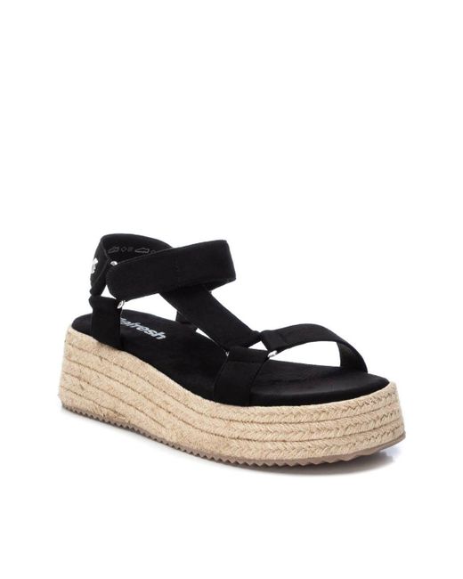 Xti Suede Strappy Sandals With Jute Platform By