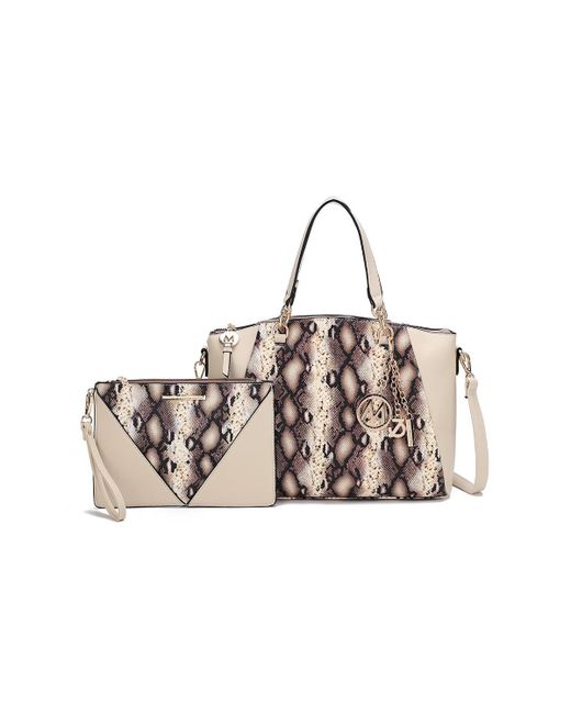 MKF Collection Addison Snake Embossed Tote Bag with matching Wristlet Pouch by Mia K