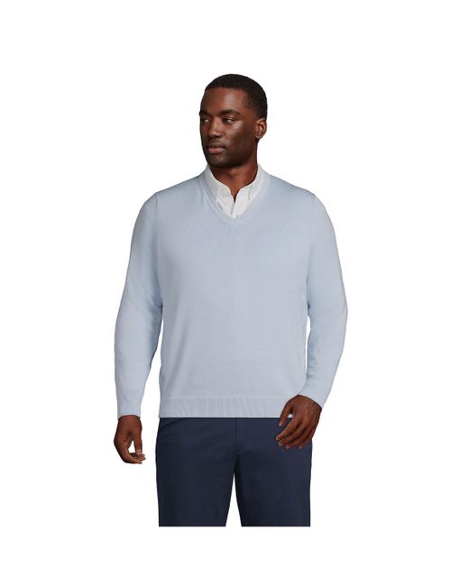 Lands' End Big Tall Classic Fit Fine Gauge Supima Cotton V-neck Sweater