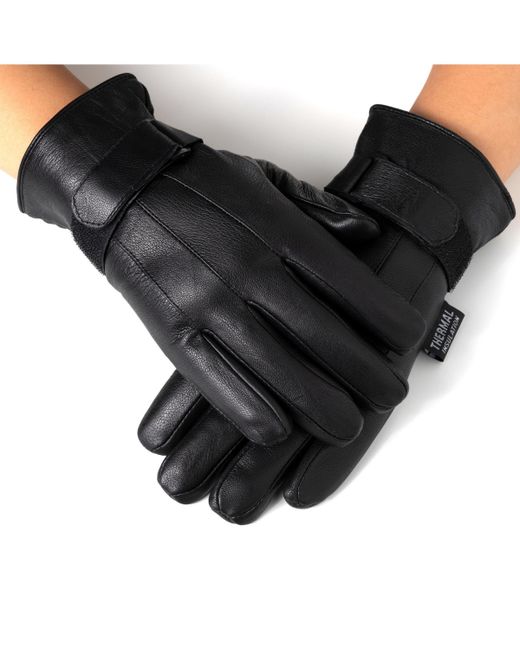 Alpine Swiss Gloves Dressy Genuine Leather Warm Thermal Lined Wrist Strap