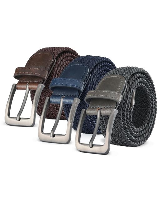 Gallery Seven Elastic Braided Stretch Belt Pack of 3 brown/navy