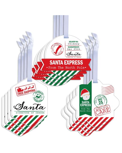 Big Dot Of Happiness Santas Special Delivery Assorted Hanging Christmas Favor Gift Tag Toppers 12 Ct