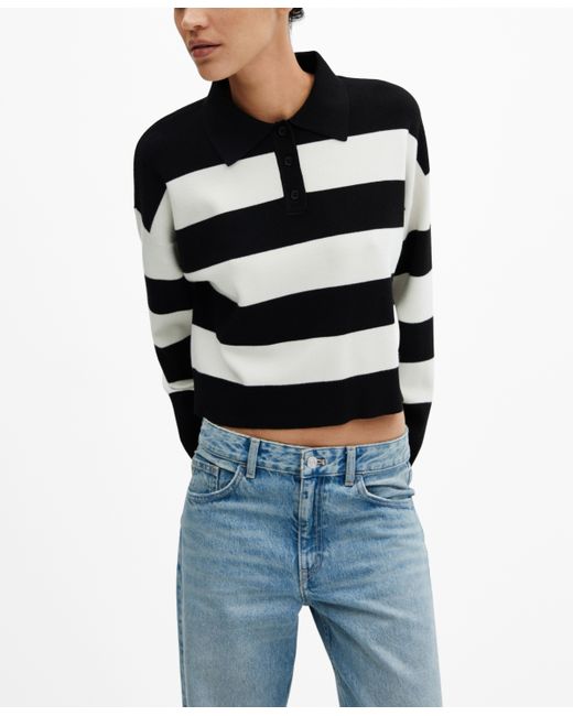 Mango Striped Polo-Neck Sweater