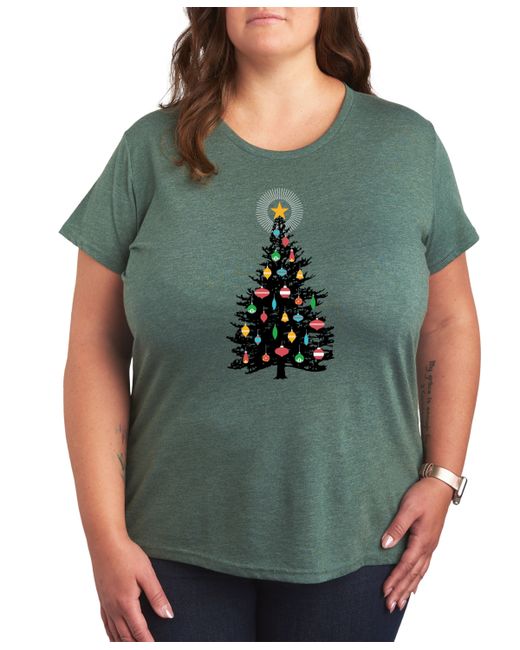 Hybrid Apparel Air Waves Trendy Plus Christmas Tree Graphic T-shirt