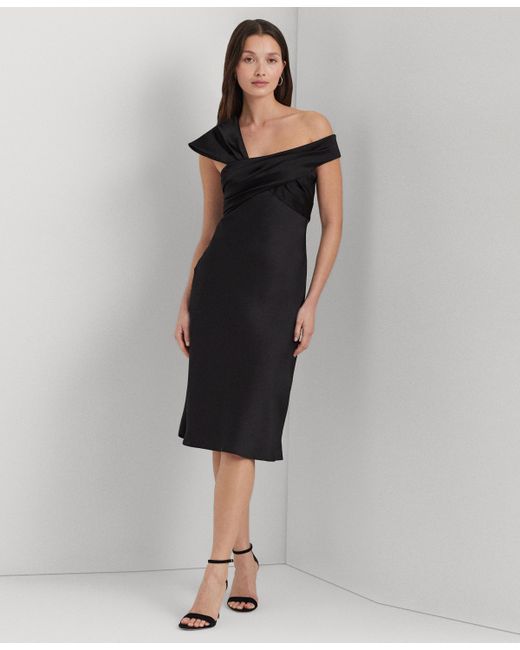 Lauren Ralph Lauren Asymmetric Satin A-Line Dress