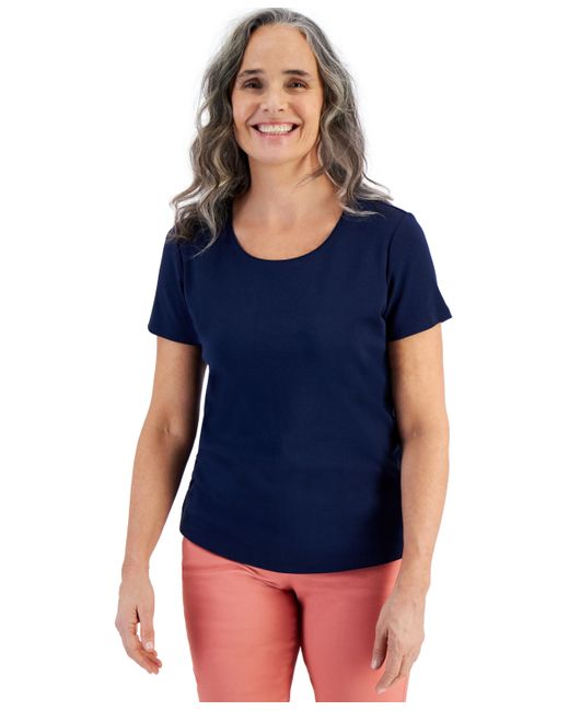 Style & Co Petite Cotton Scoop-Neck Short-Sleeve Top Created for