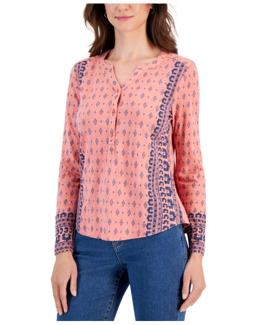 Style & Co Petite Desert Placement Knit Top Created for