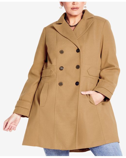 Avenue Plus Military Inspired Button Detail Coat